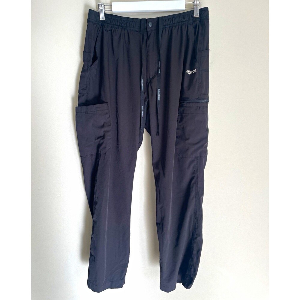 Carhartt Force  Black Cargo Pants Elastic Drawstring Waist Zip Pocket Short L